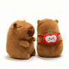 Brown Capybara plushie with a detachable apple bag, 7.8 inches, cute stuffed animal by ToyNeighbor.