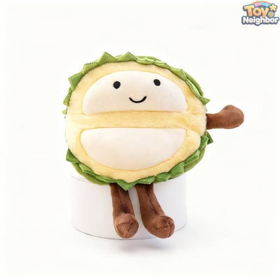 Cute 7.87" durian plushie by ToyNeighbor with a smiling face, soft texture, and vibrant color.