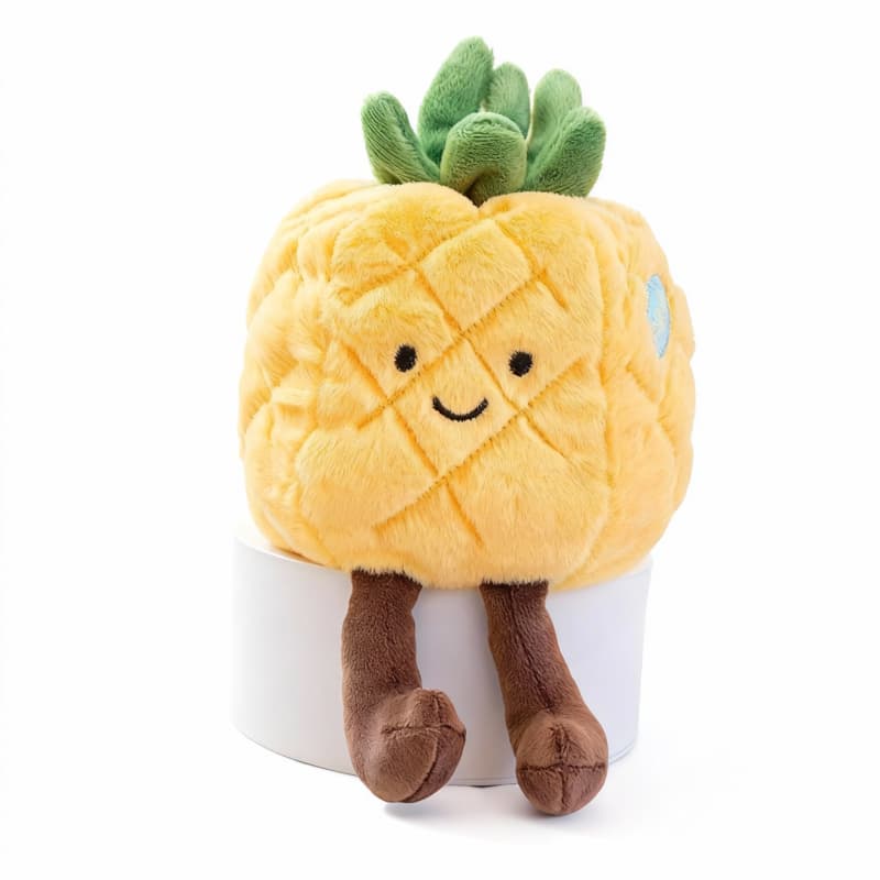 Soft 7.87" pineapple plushie with a cute smiling face, designed by ToyNeighbor for cuddly fun and decoration.