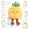 ToyNeighbor pineapple plushie with a smiling face, measuring 7.87 inches, soft and cute stuffed vegetable toy.