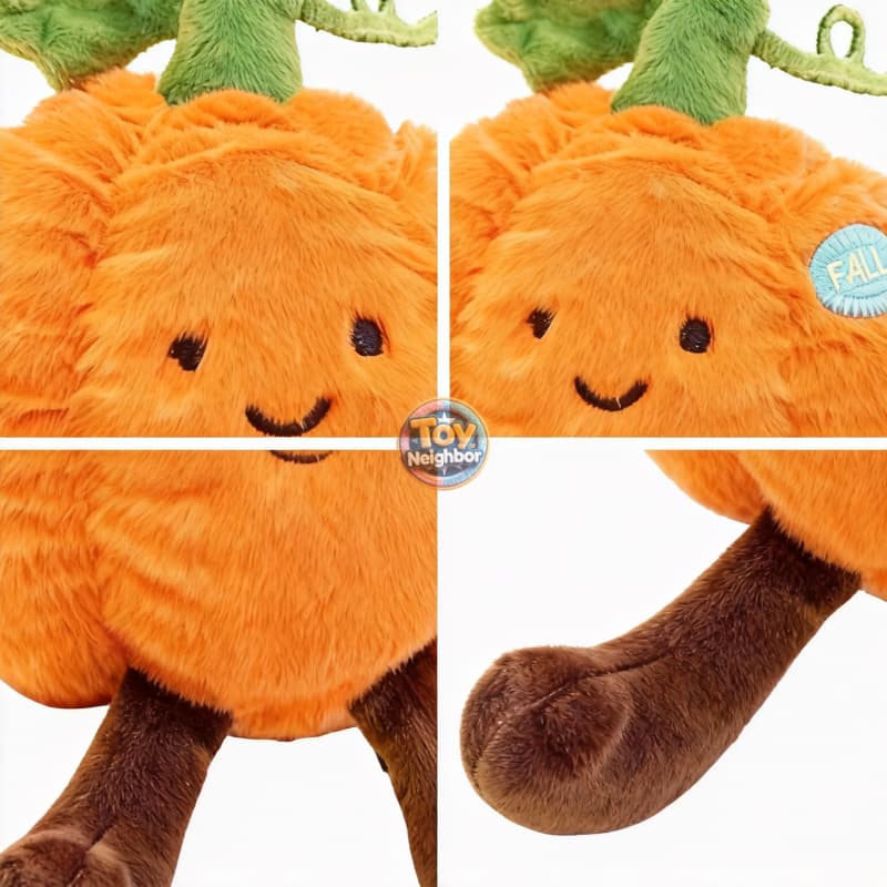 Soft 7.87" pumpkin plushie with a cute smiling face, perfect for cuddling or decoration from ToyNeighbor.