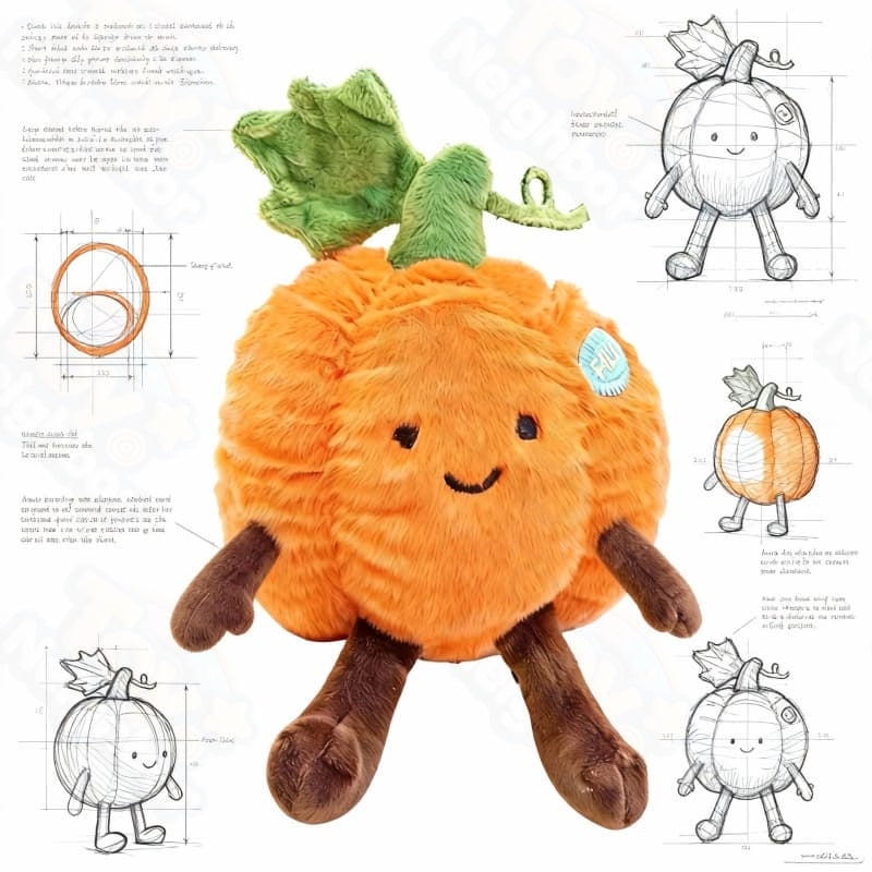 Soft 7.87" pumpkin plushie from ToyNeighbor with a cute smiling face, perfect for cuddling or decoration.