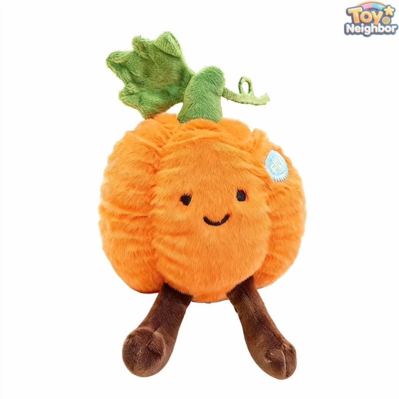 Soft pumpkin plushie with a smiling face, 7.87 inches, by ToyNeighbor, perfect for cozy decoration or cuddly playtime.