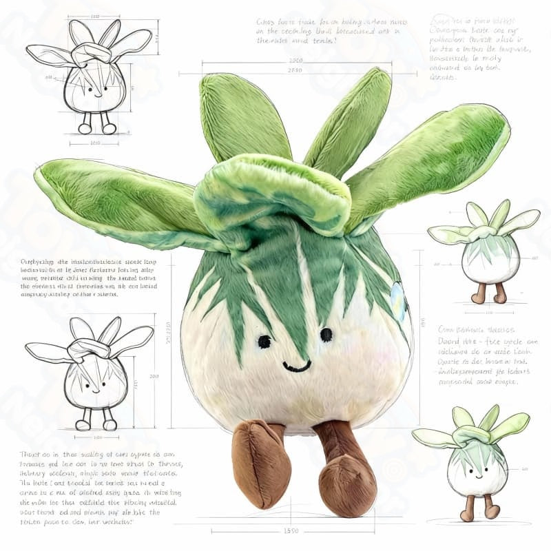 Smiling Cabbage Plush by ToyNeighbor, 4.7" soft stuffed vegetable with a cute, friendly face and vibrant green color.