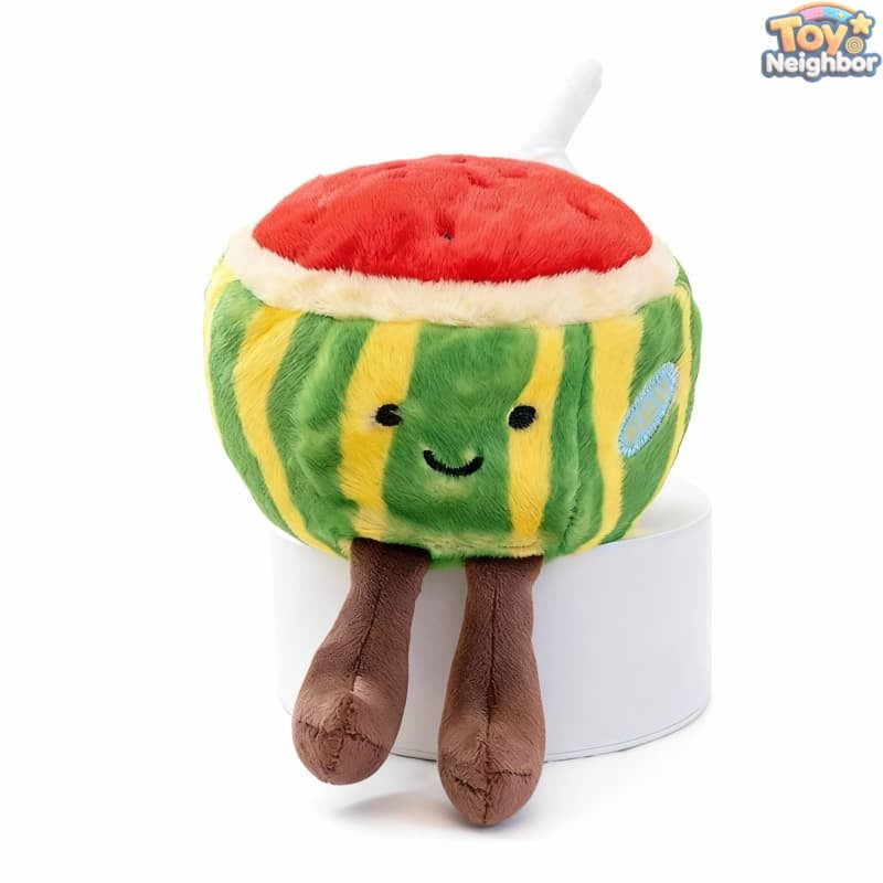 Cute 7.87" watermelon plushie by ToyNeighbor with a smiling face, perfect for cuddling and decoration.
