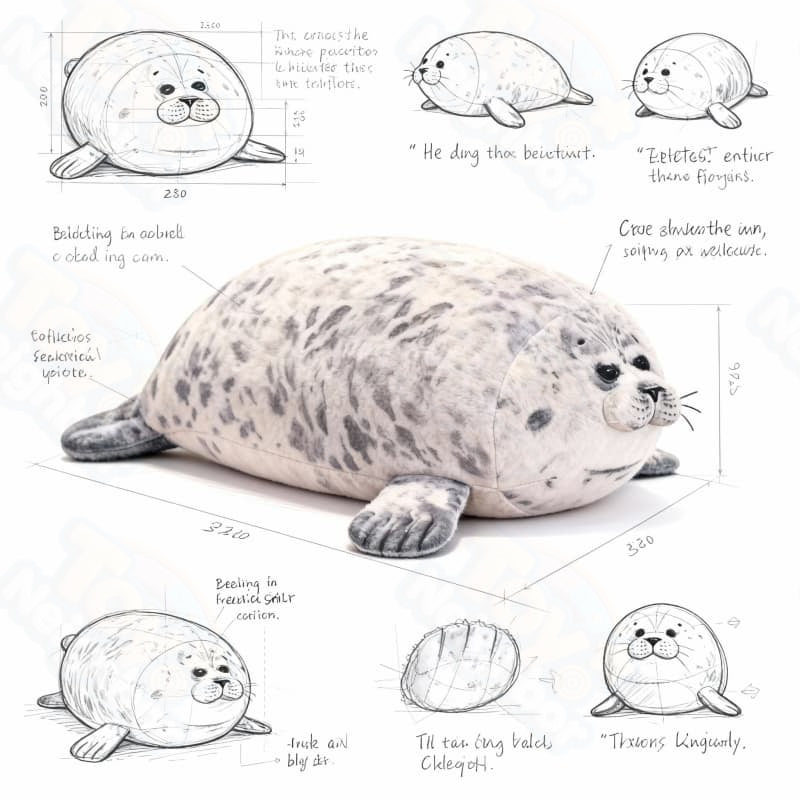 Ultra soft gray spotted seal plushie by ToyNeighbor, featuring a cuddly design and adorable facial details.