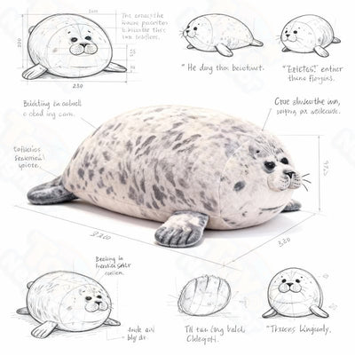 Ultra soft gray spotted seal plushie by ToyNeighbor, featuring a cuddly design and adorable facial details.